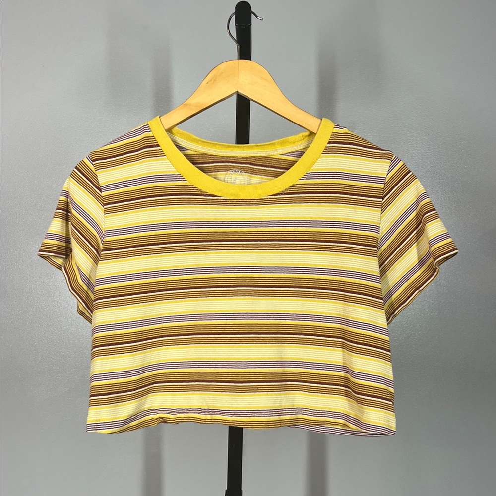 Urban Outfitters Yellow and Brown Striped Top